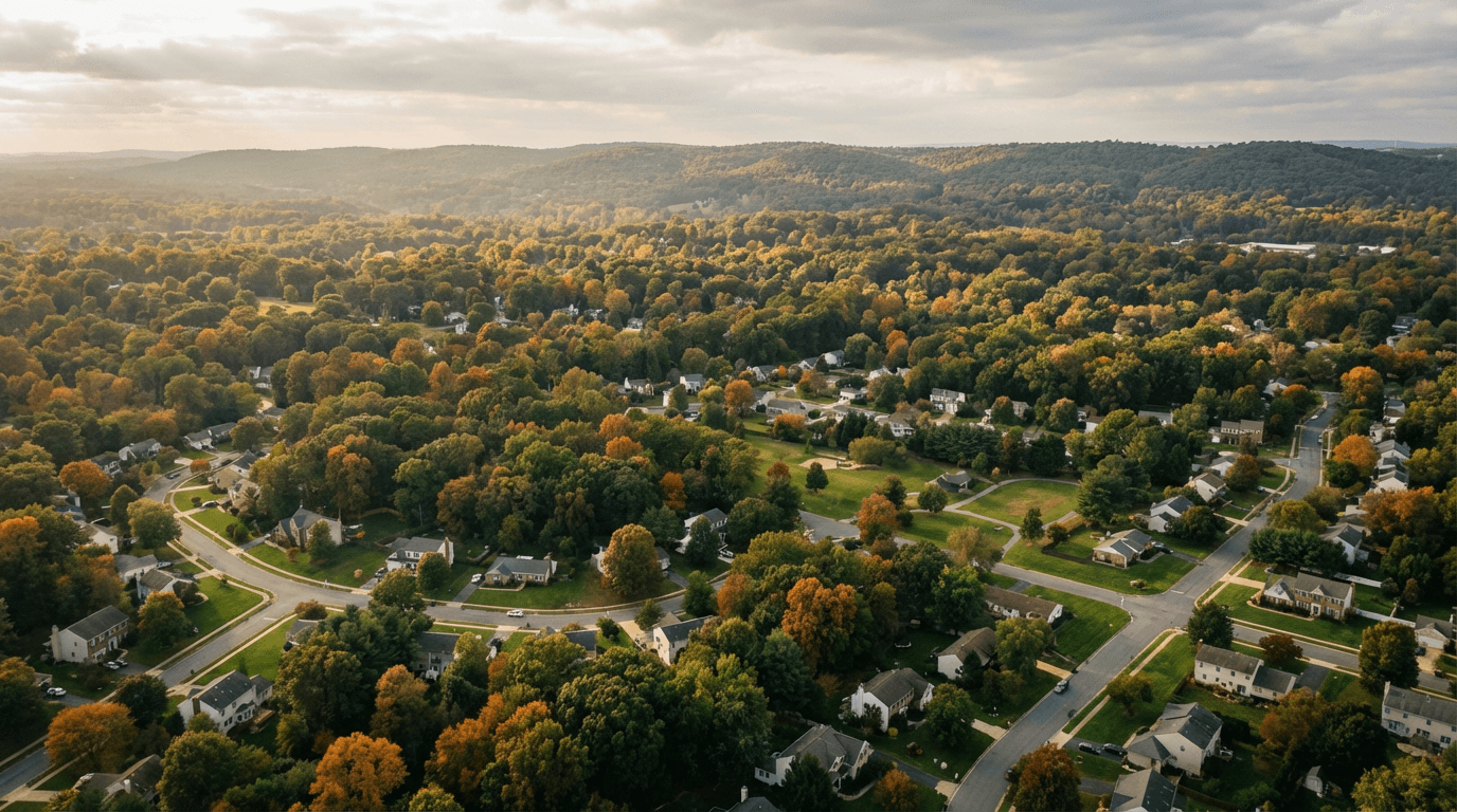 Neighborhood aerial photography showing context
