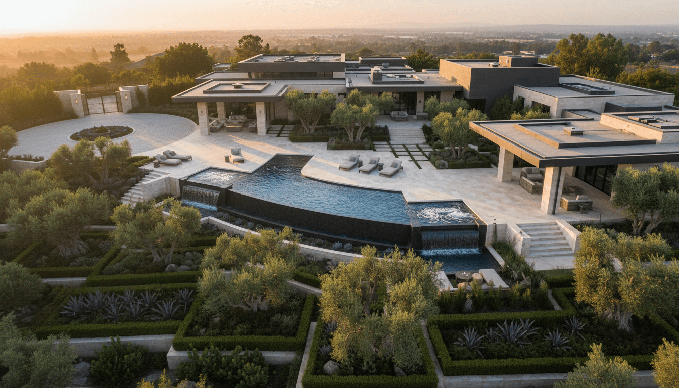 Large estate home photographed from above