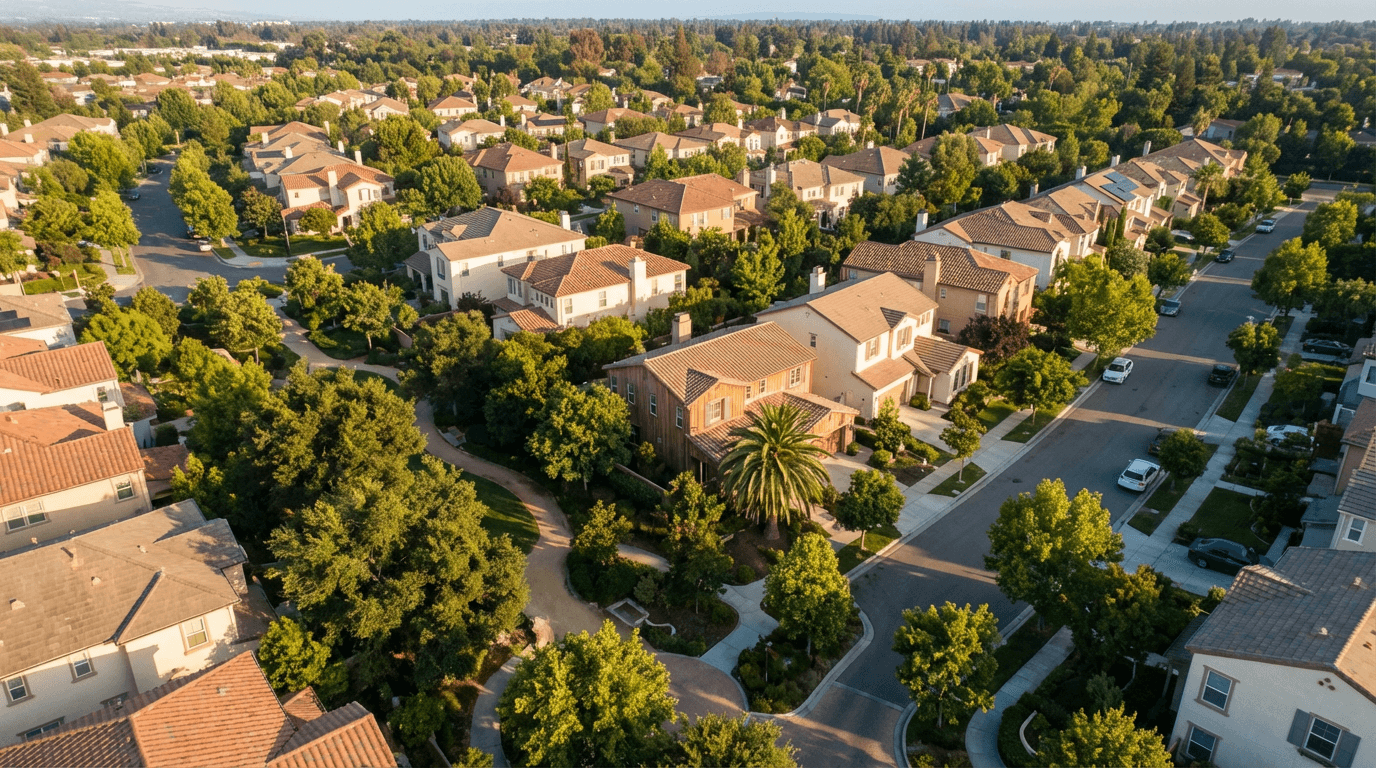 Aerial view of Fort Worth residential properties